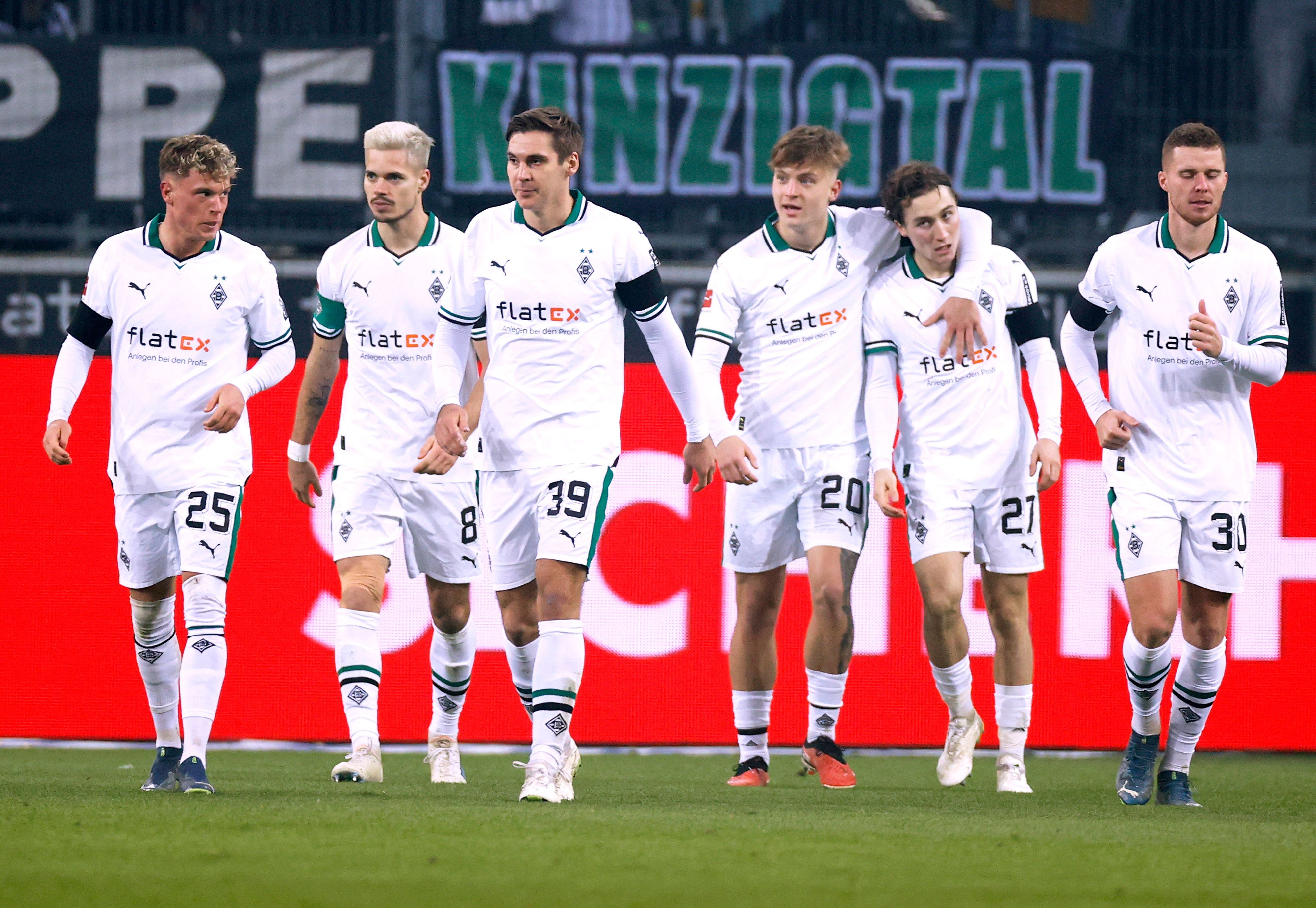 Borussia-Spieler nach einem Tor-Jubel.