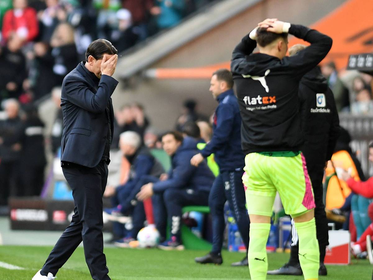 Gerardo Seoane fasst sich am Spielfeldrand ins Gesicht.