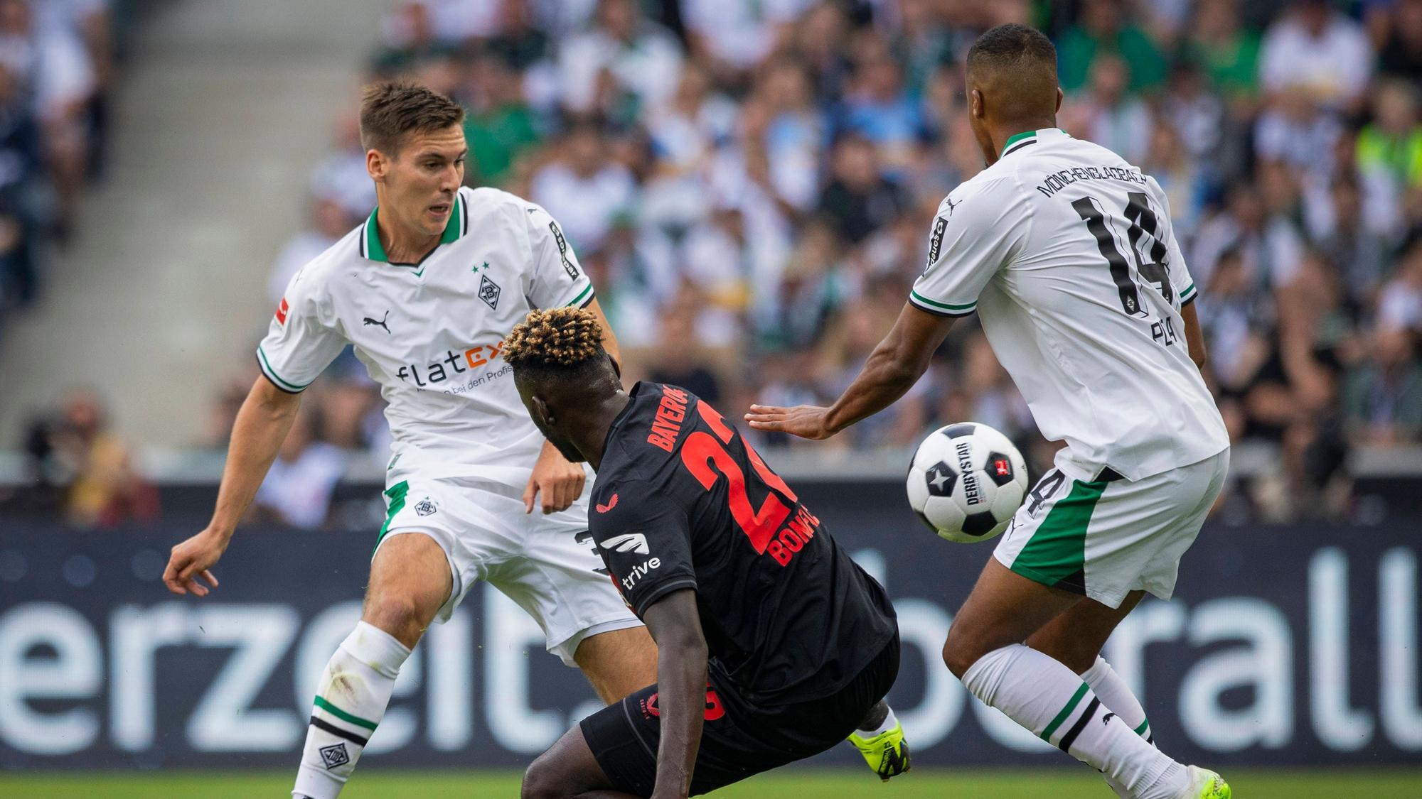 Alassane Plea und Max Wöber wollen sich gegen Victor Boniface behaupten.