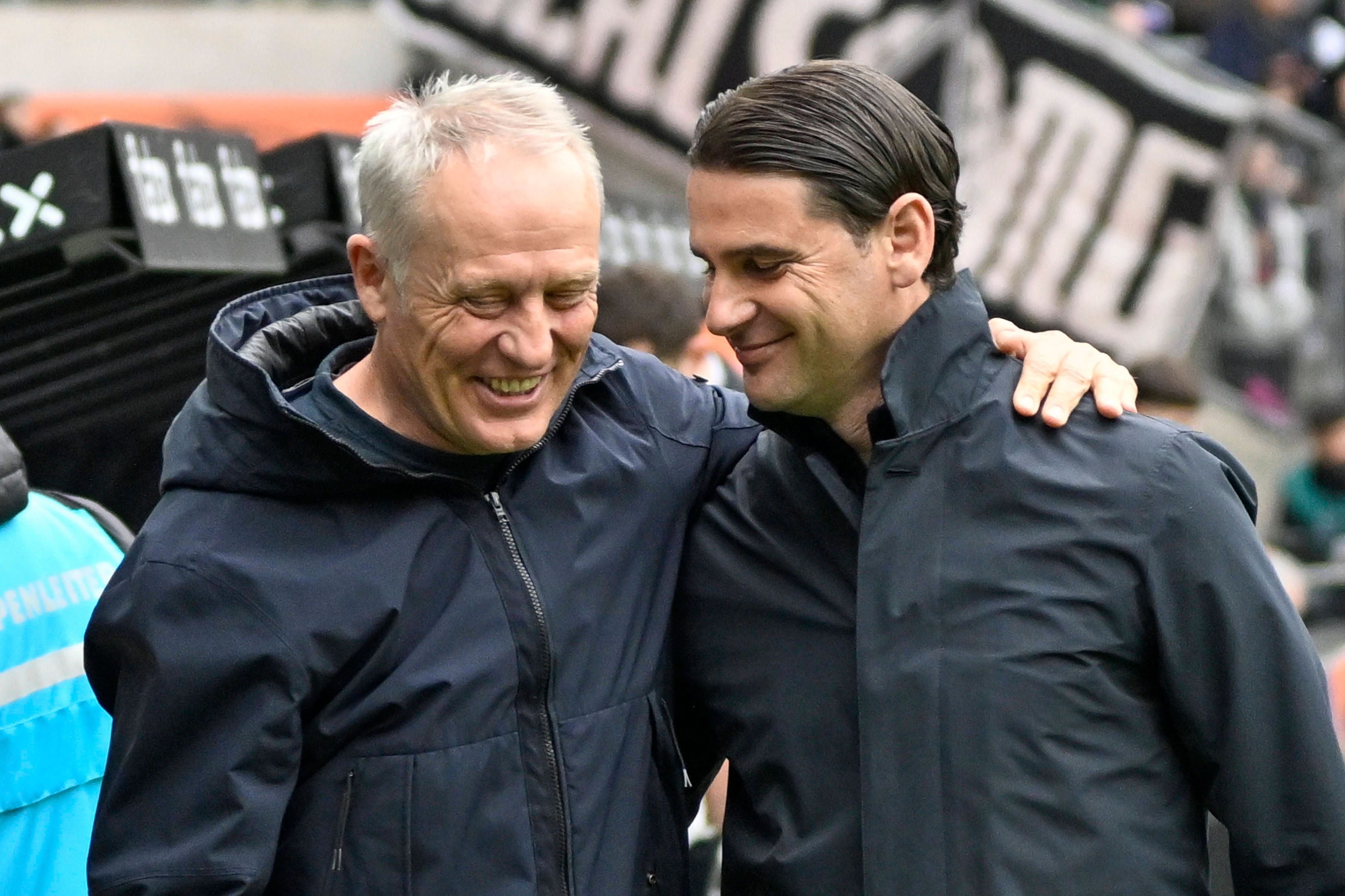 Gerardo Seoane begrüßt Christian Streich.