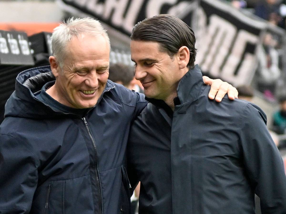 Gerardo Seoane begrüßt Christian Streich.