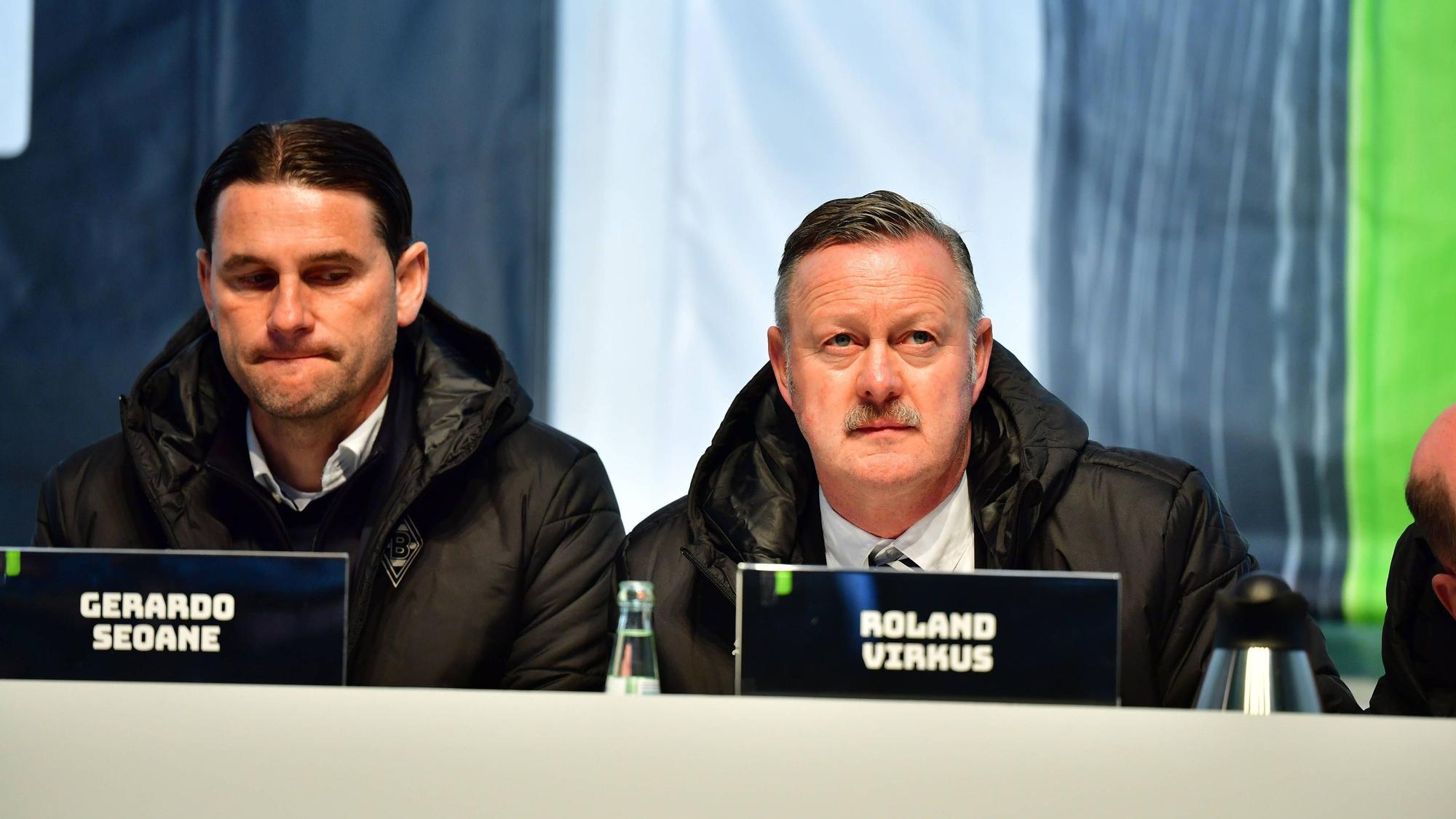 Gerardo Seoane und Roland Virkus auf der Borussia-Mitgliederversammlung.