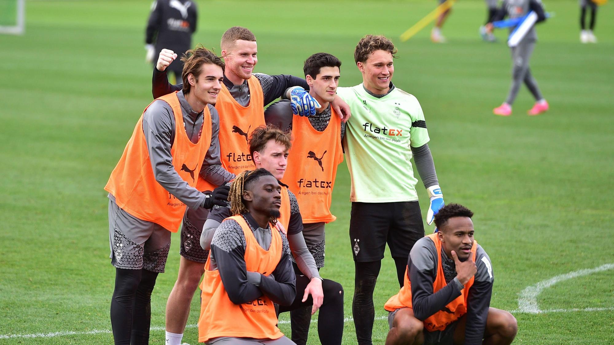 Spieler von Borussia Mönchengladbach beim Training.