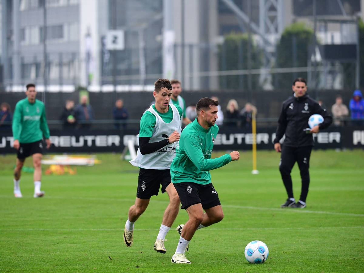 Die Fohlen-Neuzugänge Philipp Sander und Kevin Stöger beim Training.