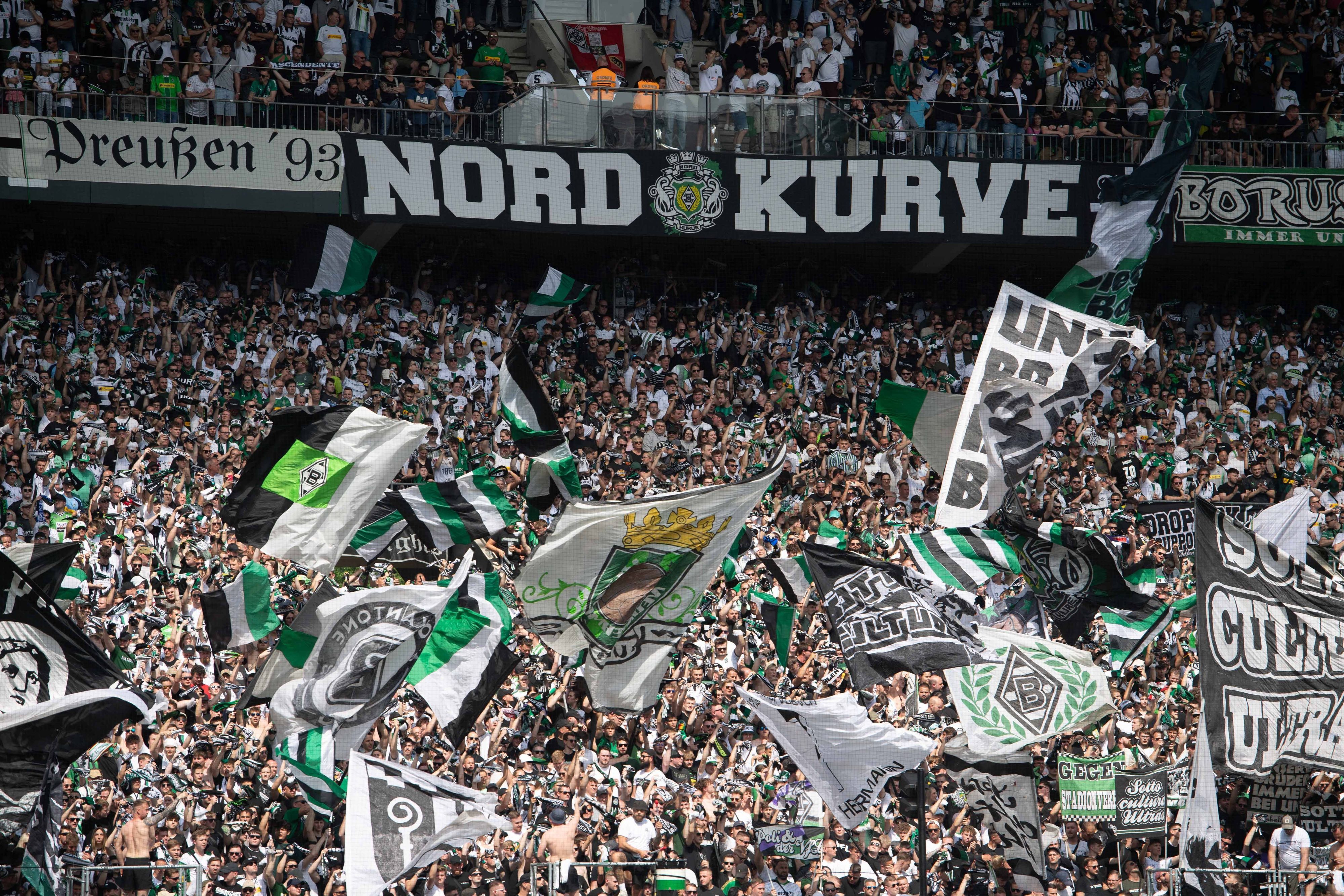 Die gefüllte Nordkurve im Borussia-Park.