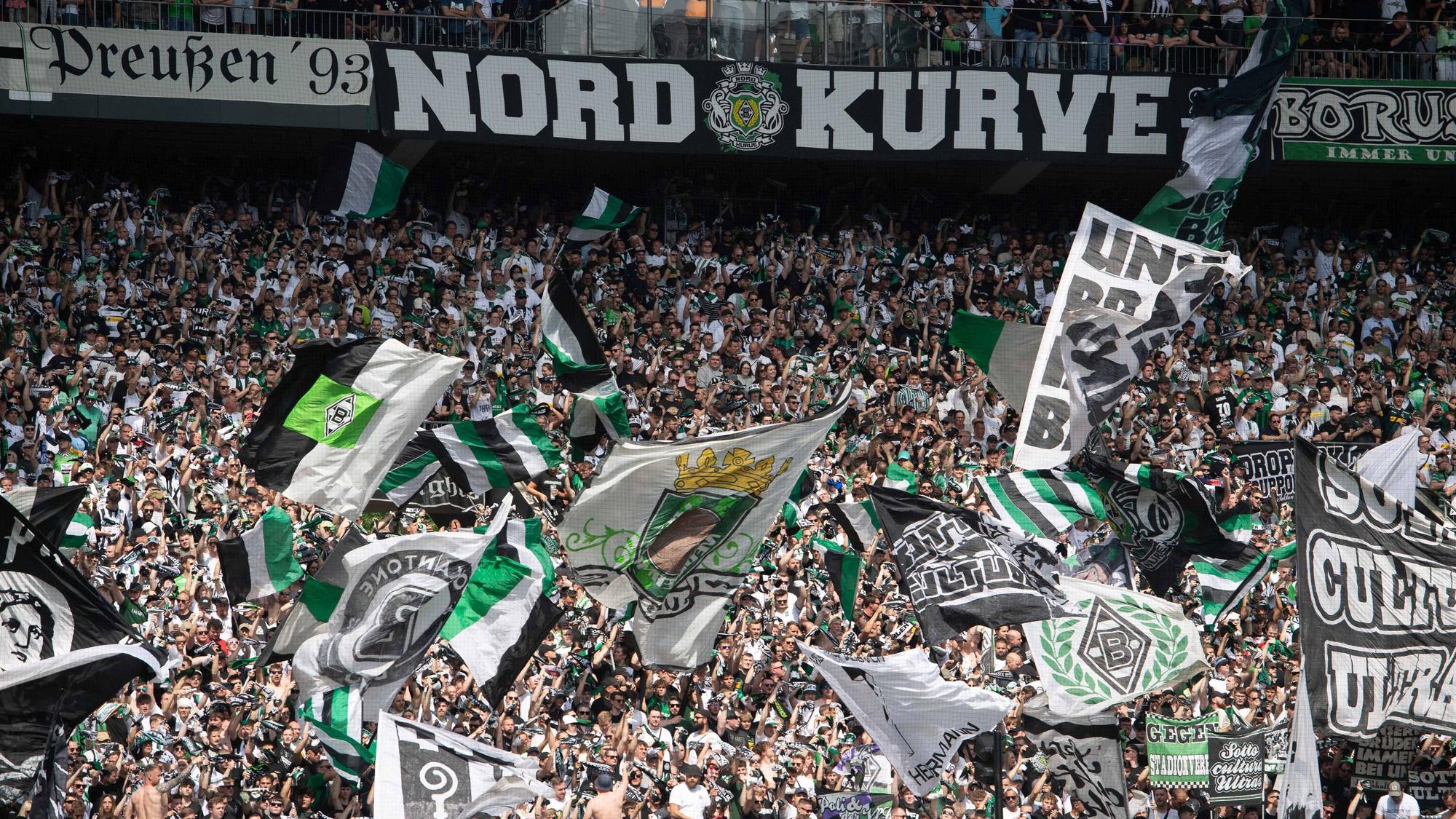 Die gefüllte Nordkurve im Borussia-Park.