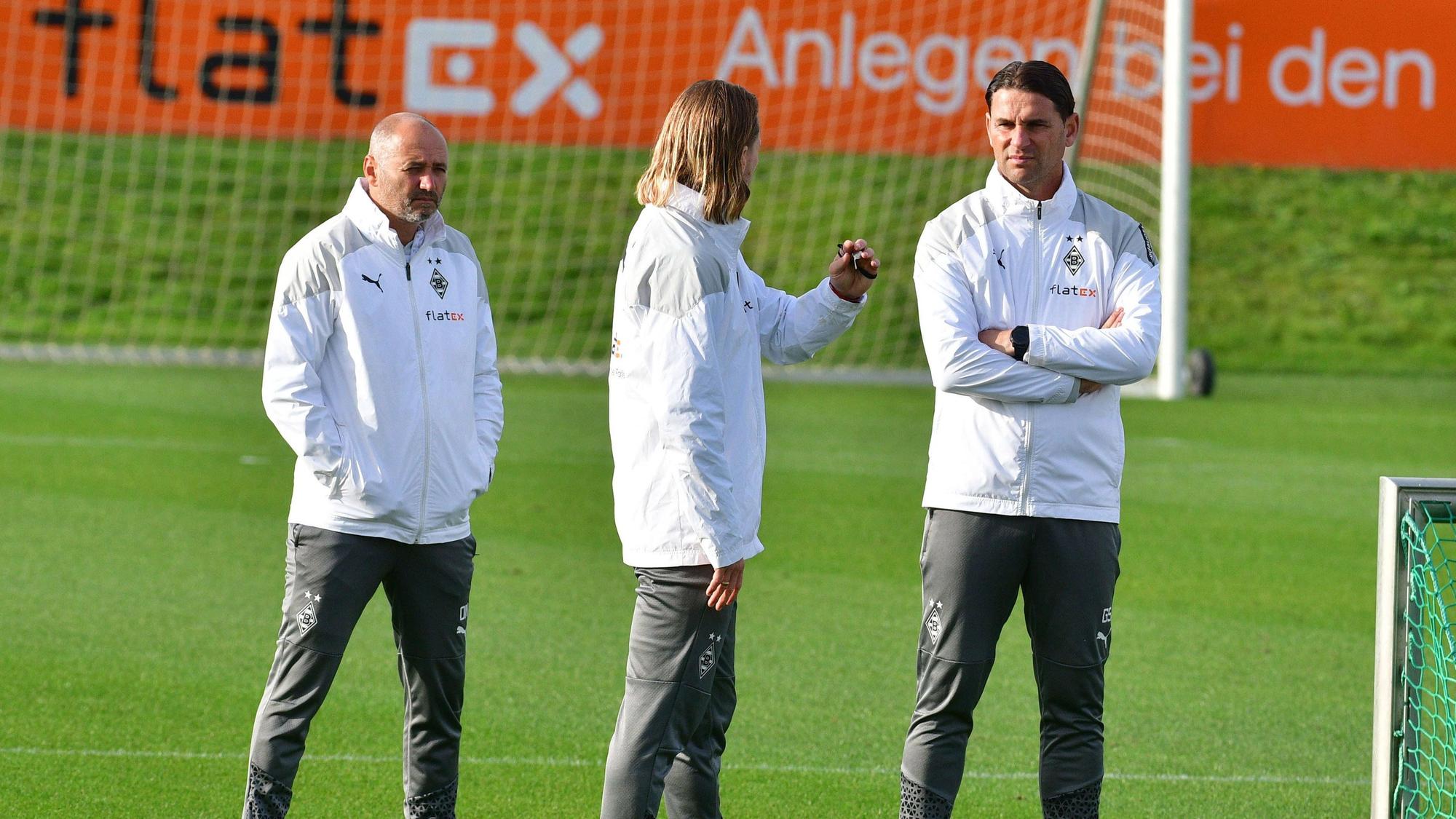 Oliver Neuville, Eugen Polanksi und Gerardo Seoane beim Training.