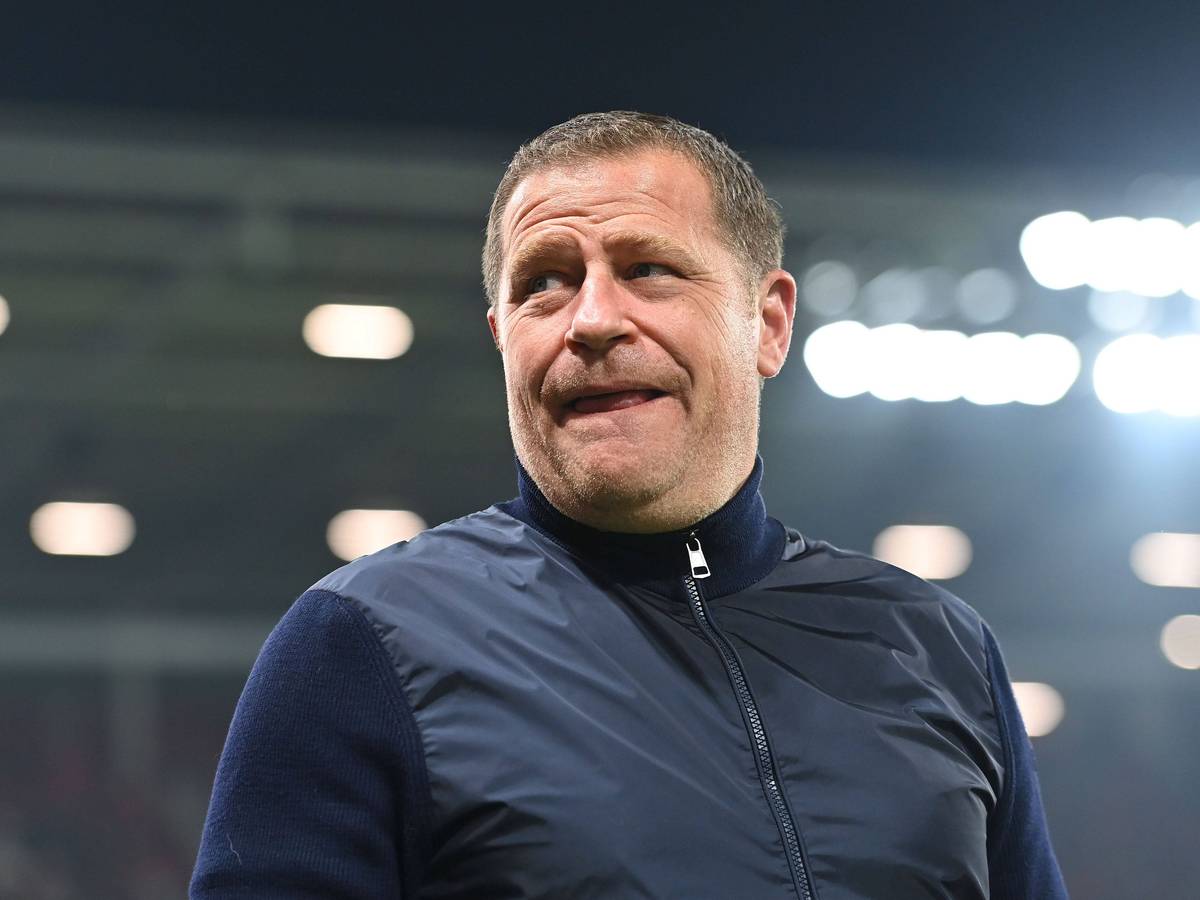 Bayern Münchens Sport-Vorstand Max Eberl steht vor dem Spiel in Mainz auf dem Rasen und blickt zur Seitenlinie.