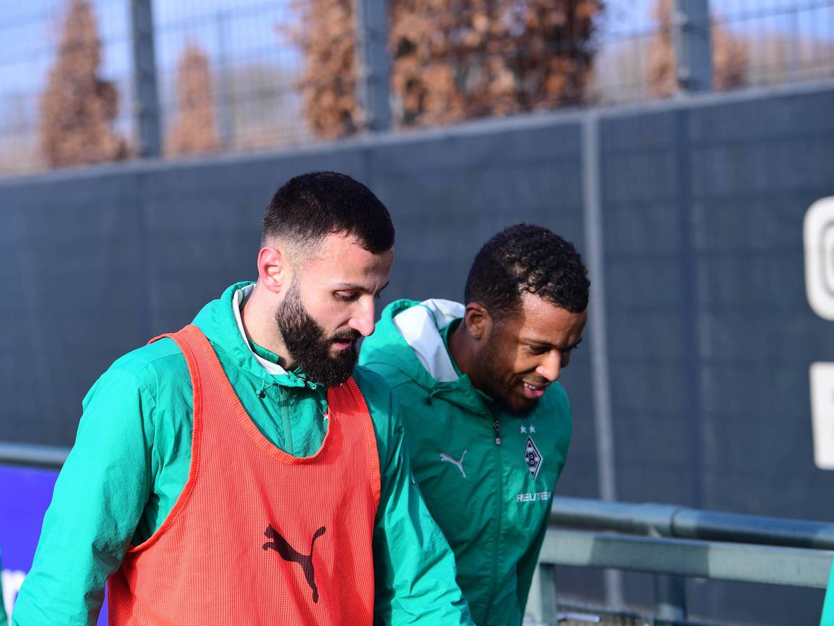 Franck Honorat und Alassane Plea beim Training.
