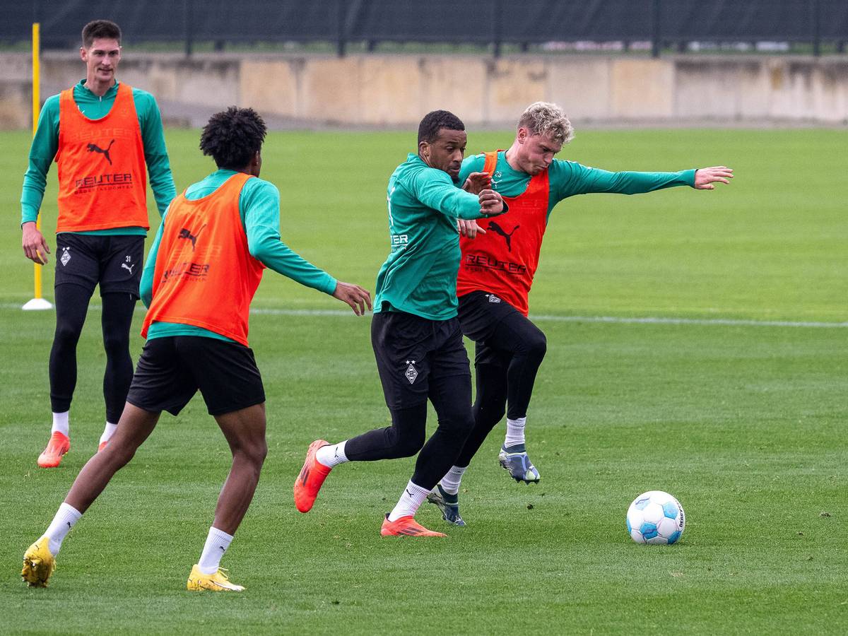 Profis von Borussia Mönchengladbach bei einer öffentlichen Trainingseinheit.