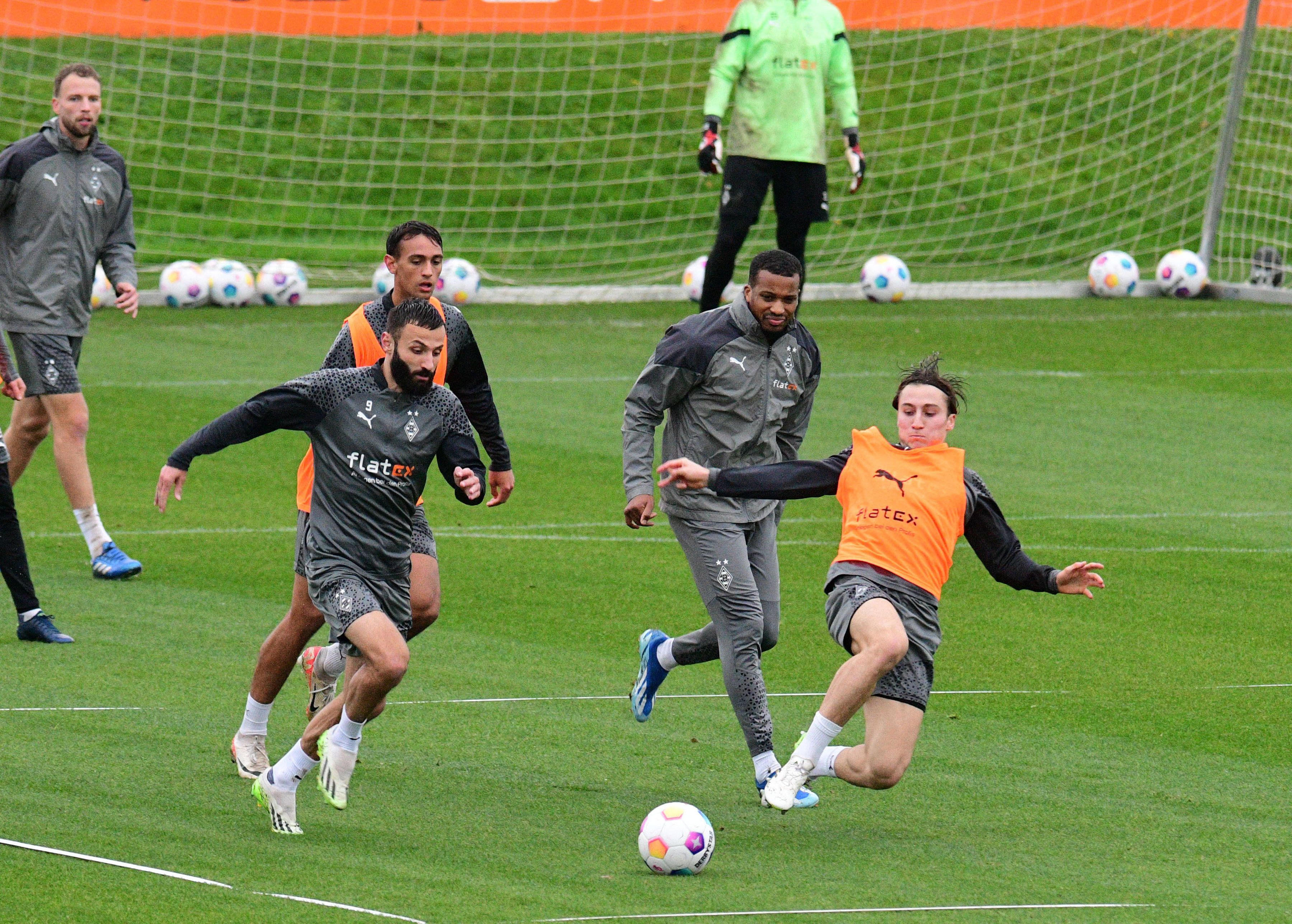 Spieler von Borussia Mönchengladbach im Training.