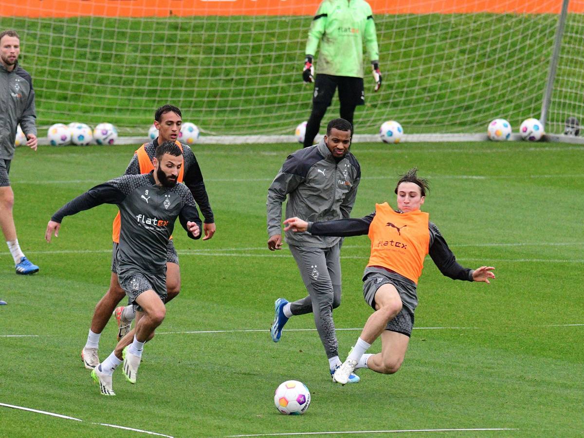 Spieler von Borussia Mönchengladbach im Training.
