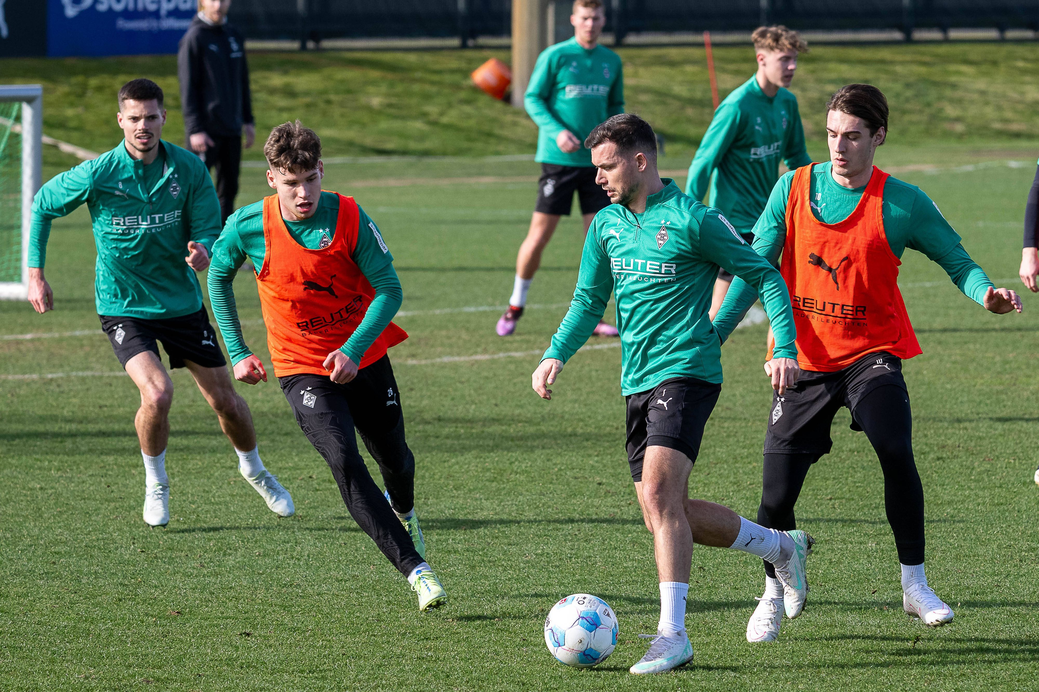 Spieler von Borussia Mönchengladbach beim Training.