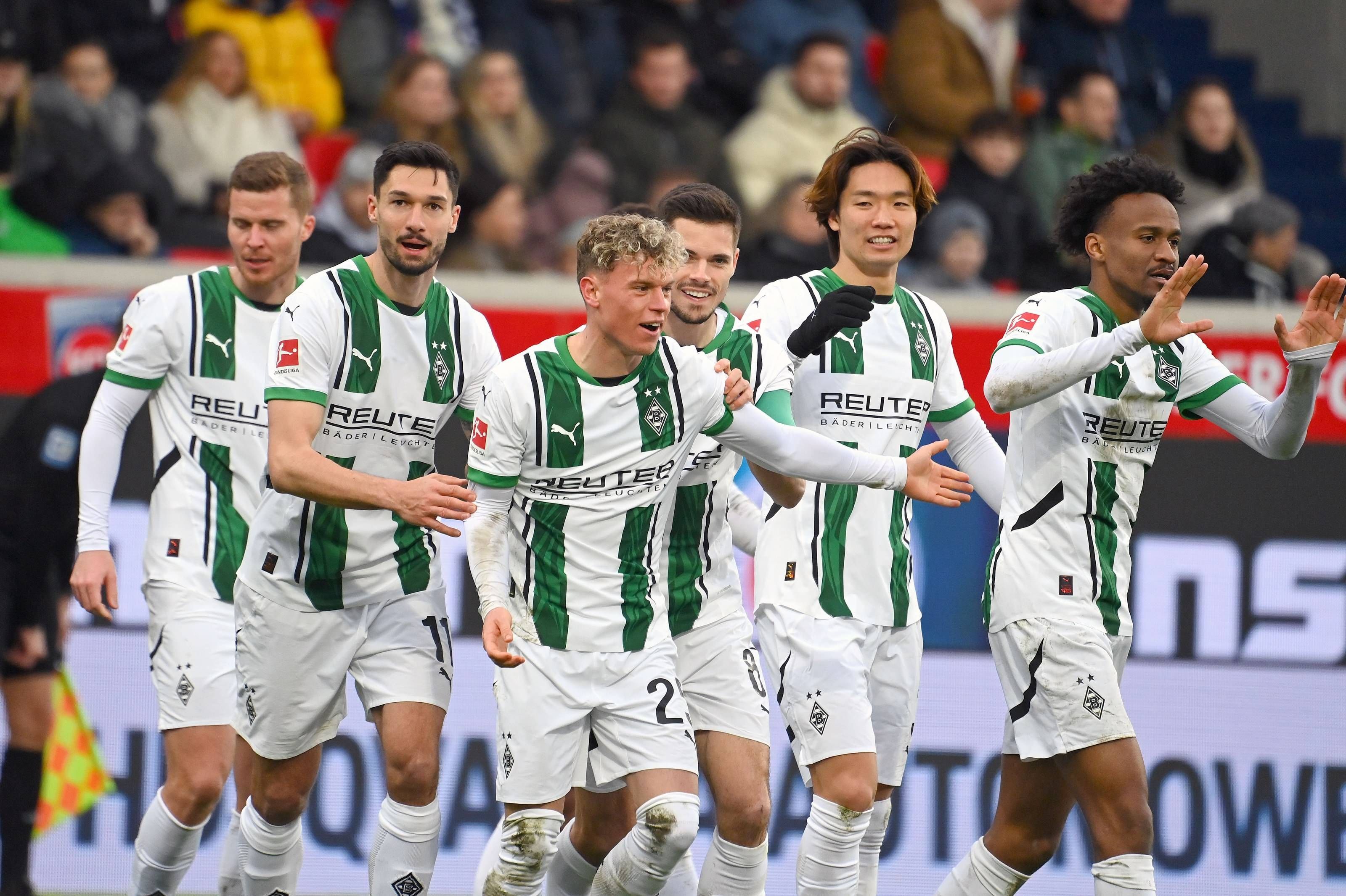 Kollektiver Torjubel bei Borussia Mönchengladbach.