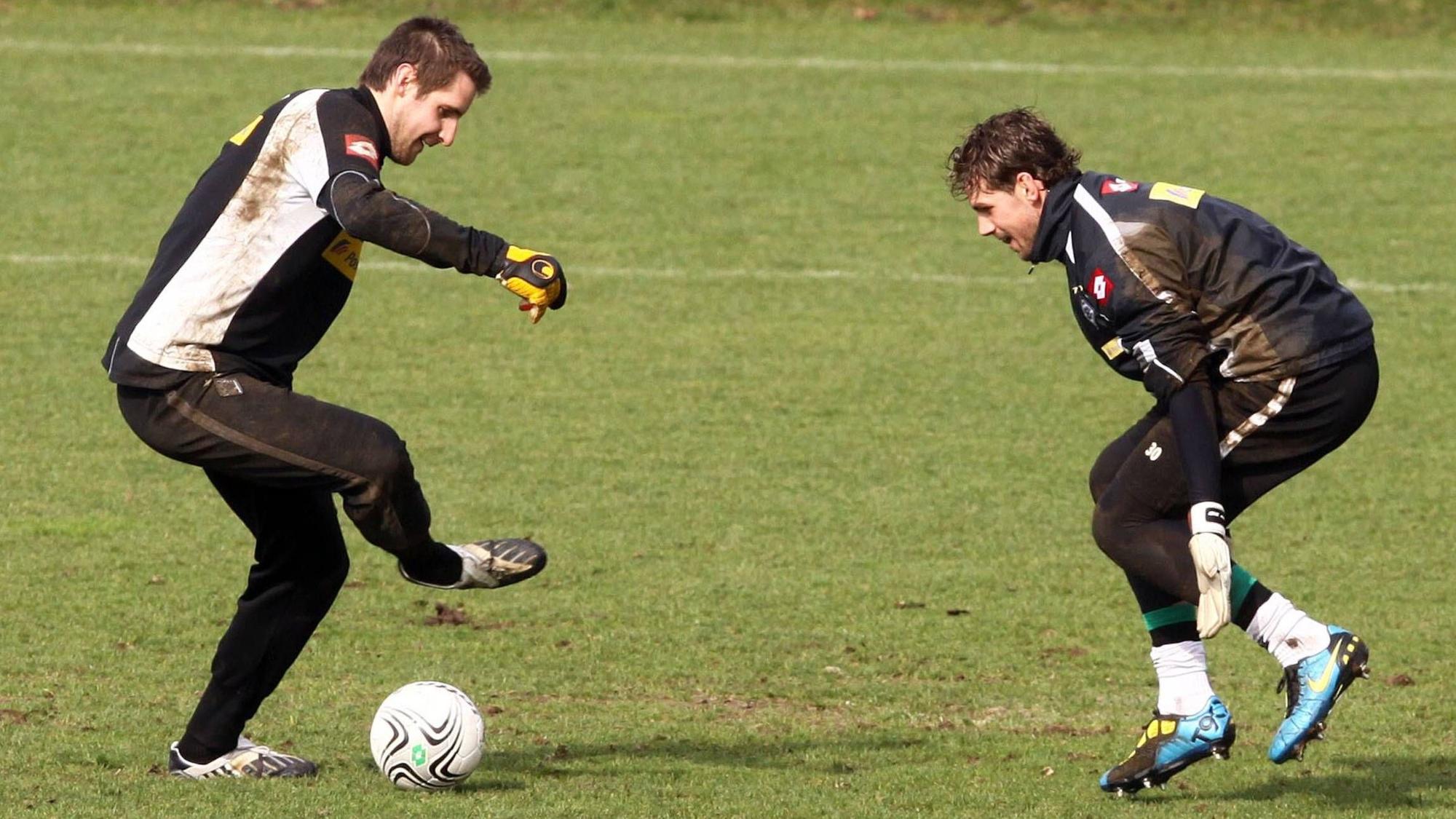 Christofer Heimeroth und Logan Bailly beim Gladbach-Training