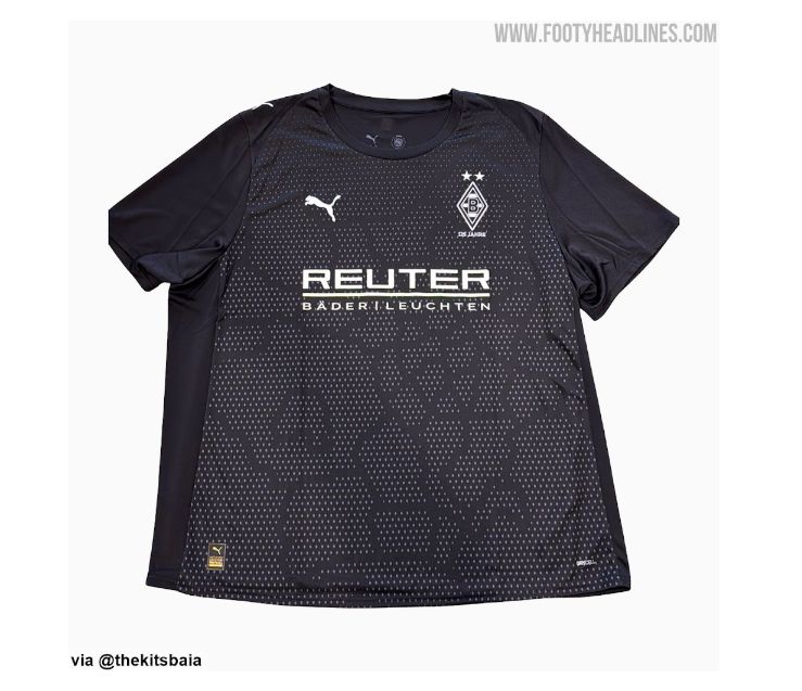 Ein schwarzes Trikot mit Mini-Rauten, die die Stadtgrenzen Mönchengladbachs darstellen.