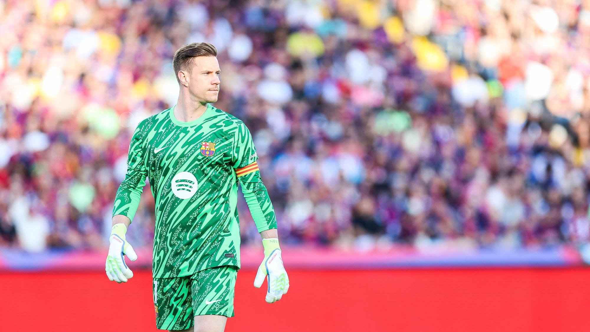 Marc-André ter Stegen im Tor bei einem Spiel des FC Barcelona.