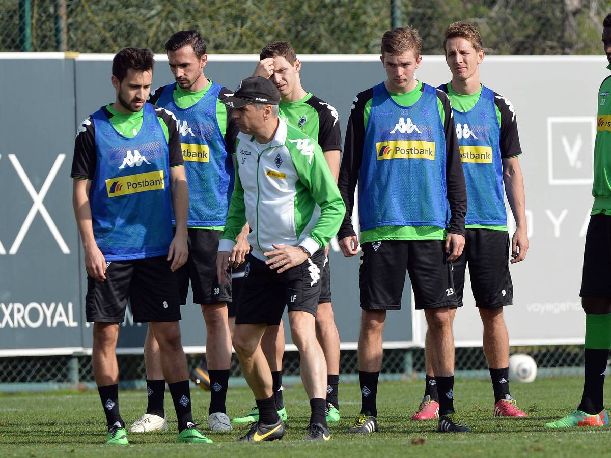 Spieler von Borussia Mönchengladbach beim Training.