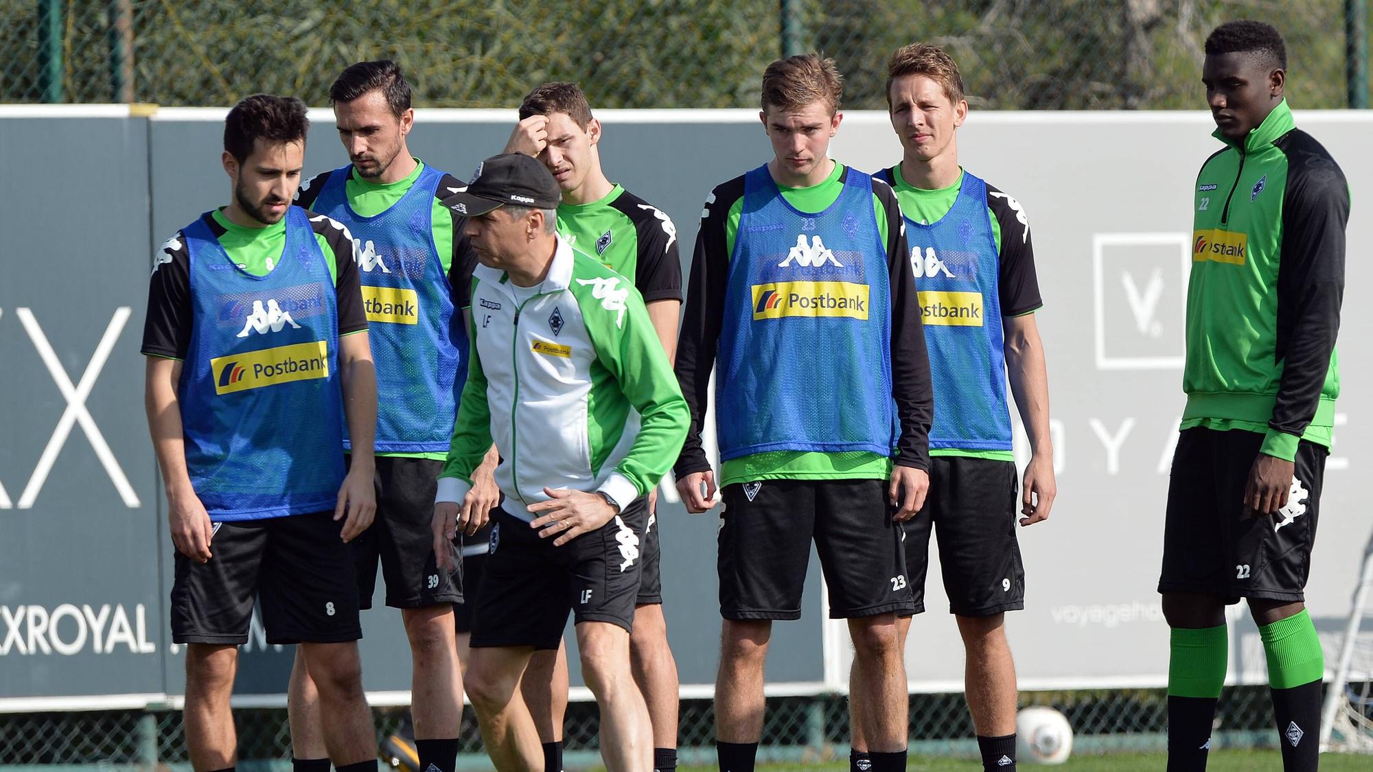 Spieler von Borussia Mönchengladbach beim Training.