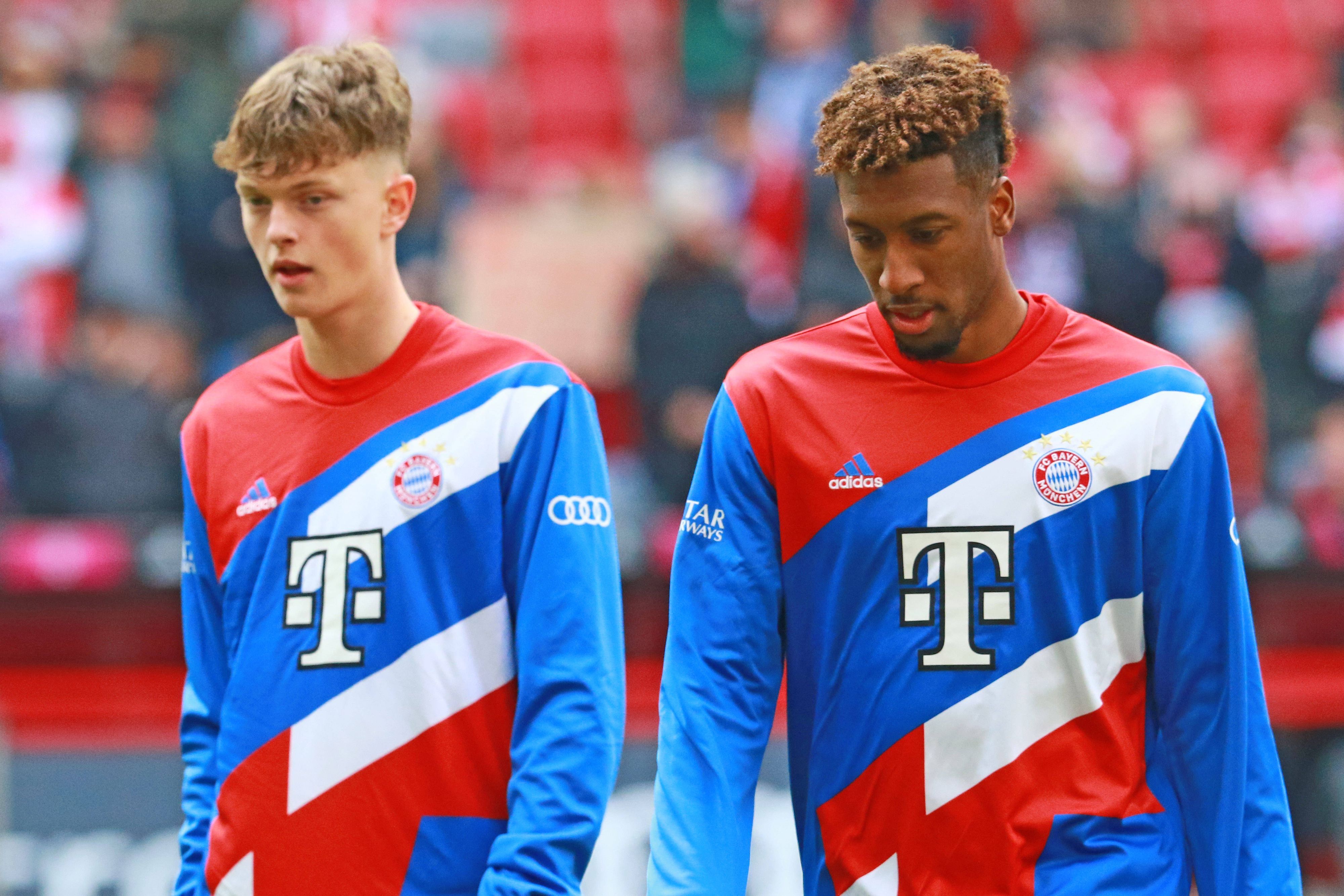 Paul Wanner und Kingsley Coman beim Aufwärmen.