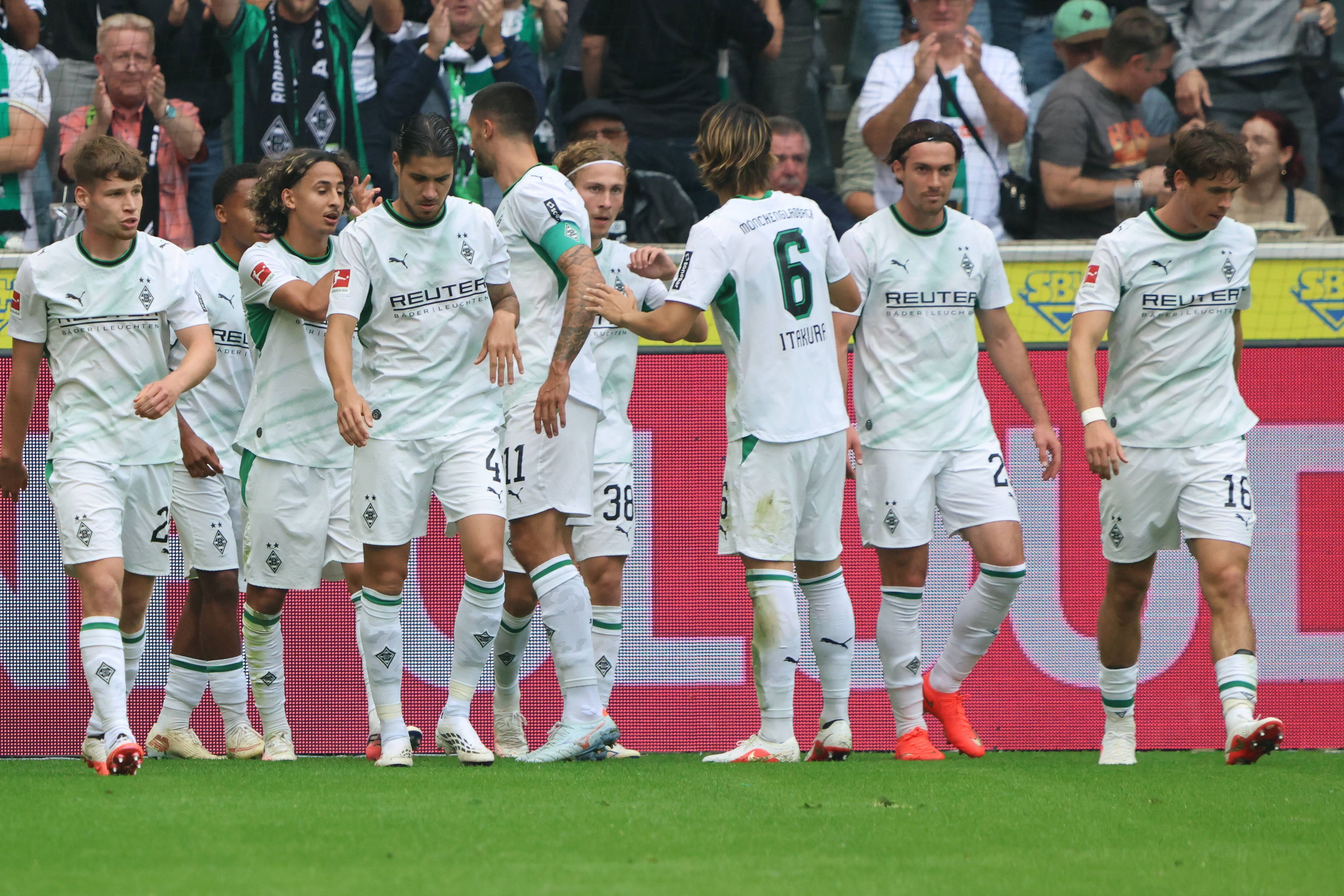 Gladbach-Spieler nach einem Tor.