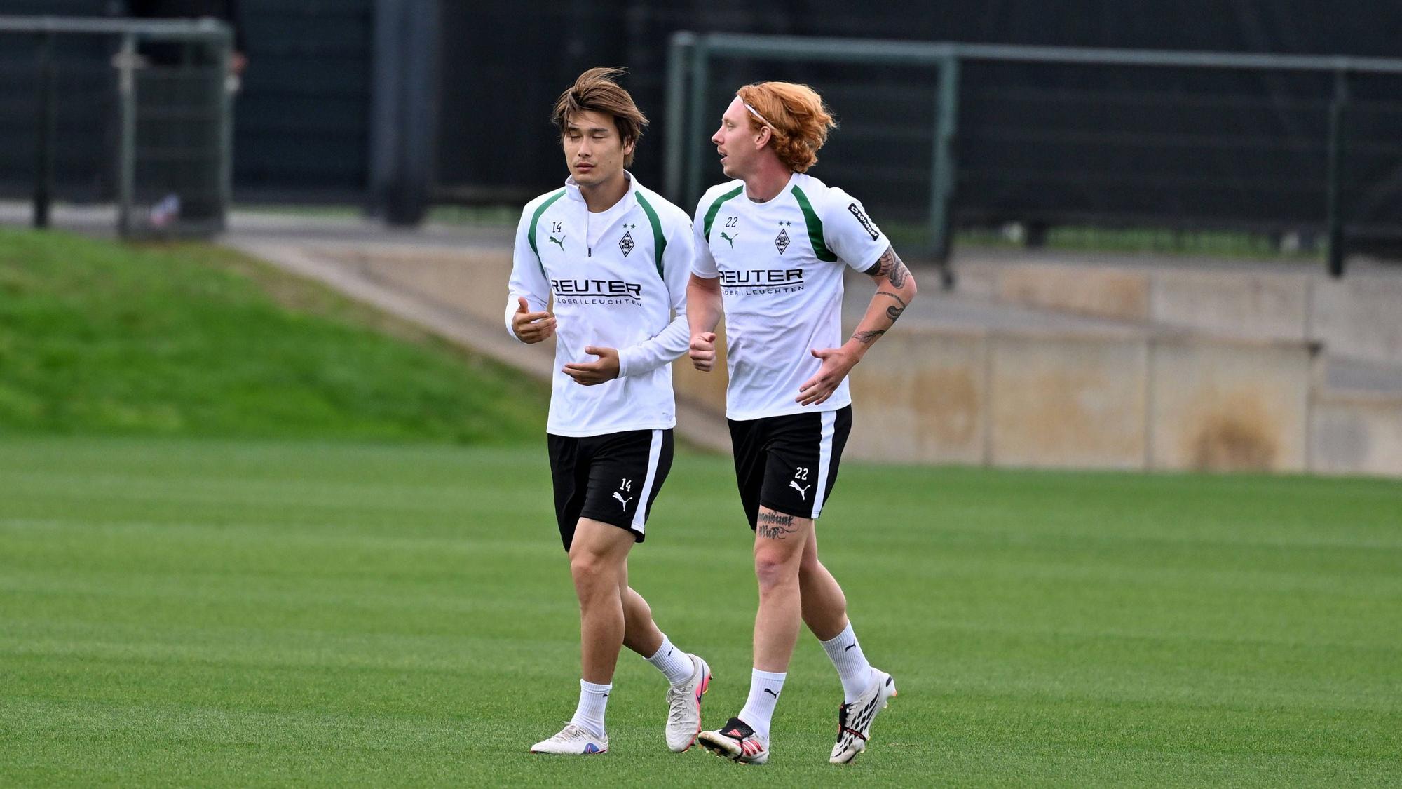 Daiki Hashioka und Yukhym Konoplia steigen im Fohlen-Training wieder ein.