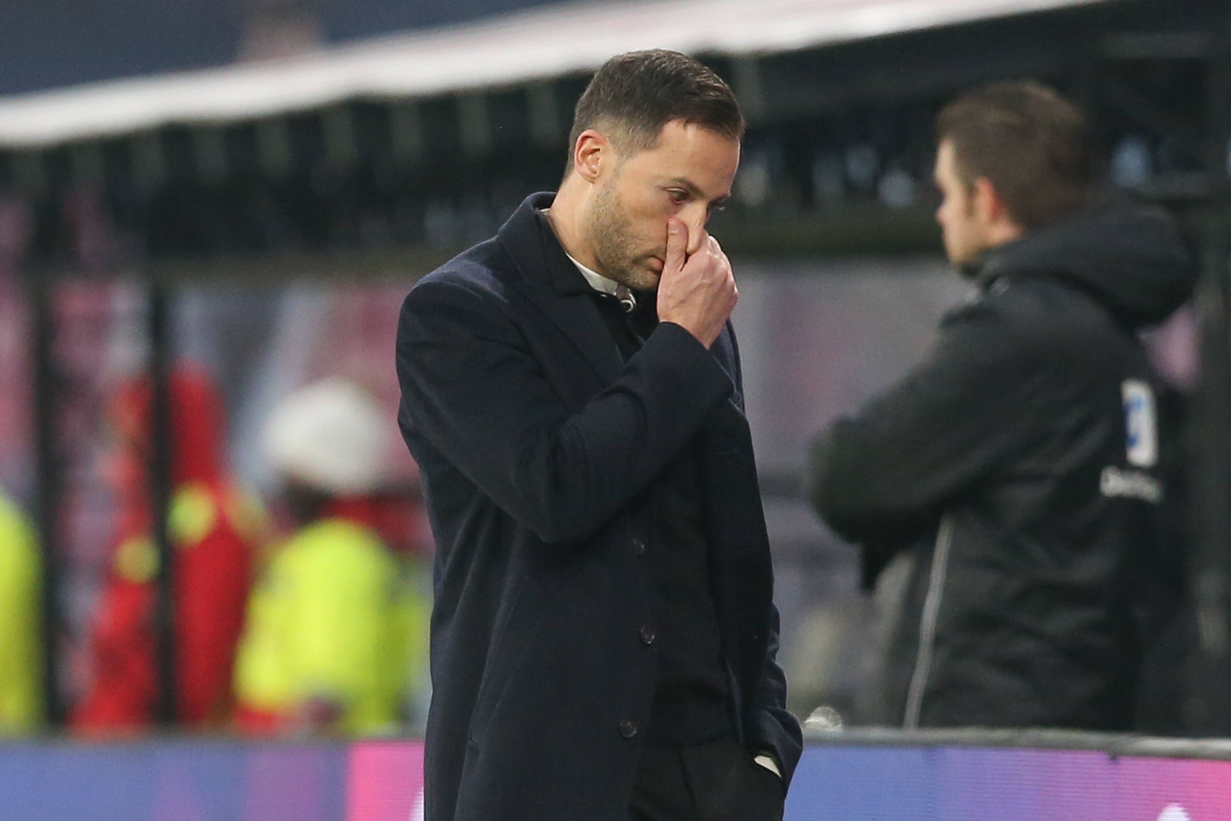 Domenico Tedesco, Trainer von RB Leipzig, nachdenklich