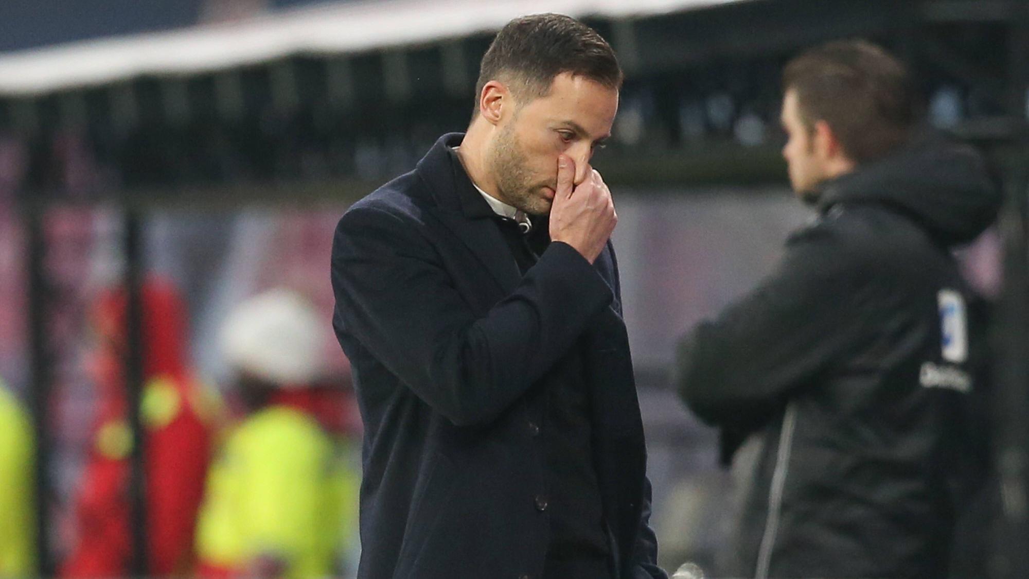 Domenico Tedesco, Trainer von RB Leipzig, nachdenklich