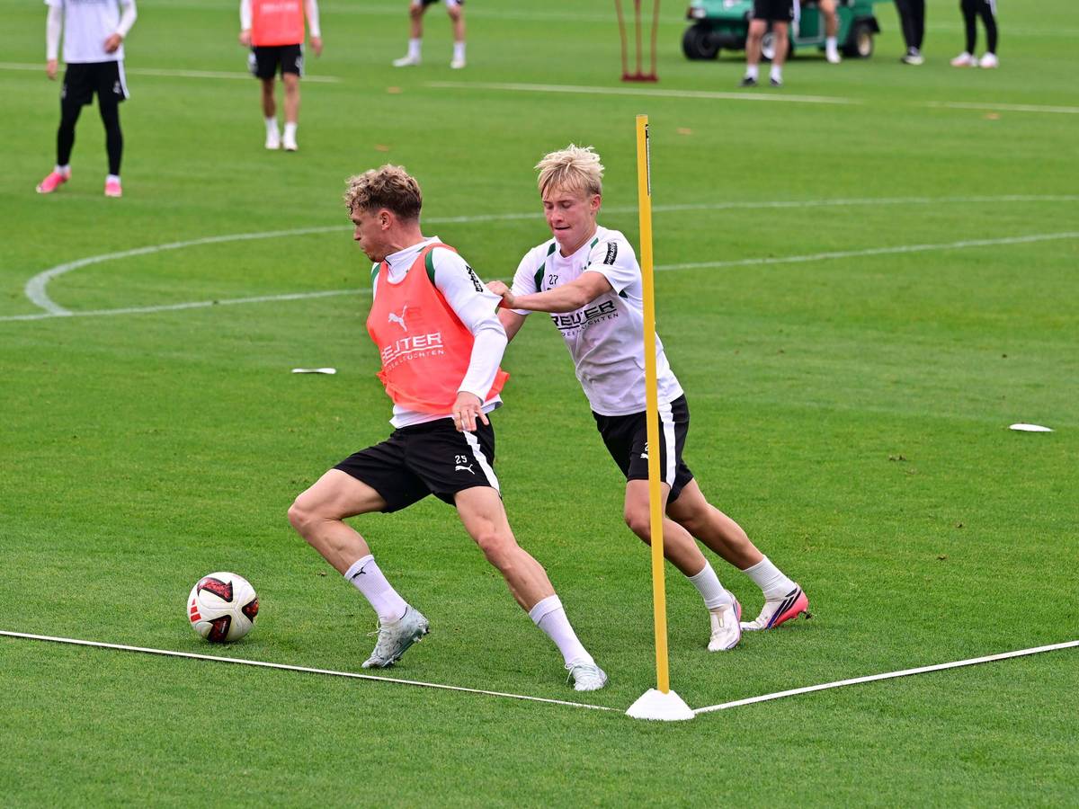 Robin Hack und Fritz Fleck beim Gladbach-Training.